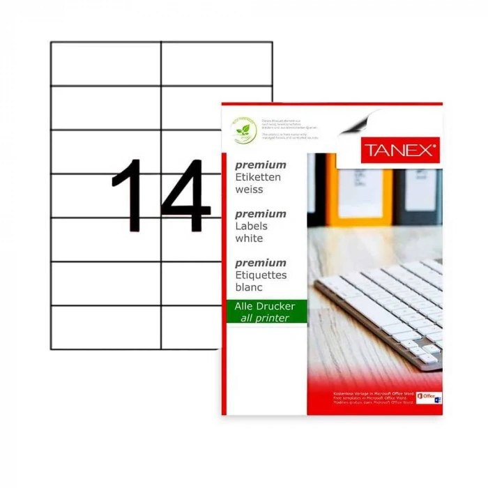 Tanex Laser Etiket Kod 2712 105mm X 42.69mm