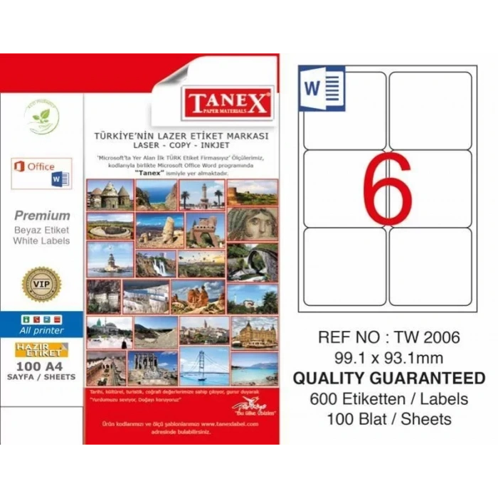 Tanex TW-2006 Laser Etiketi (99,1 x 93,1 mm)
