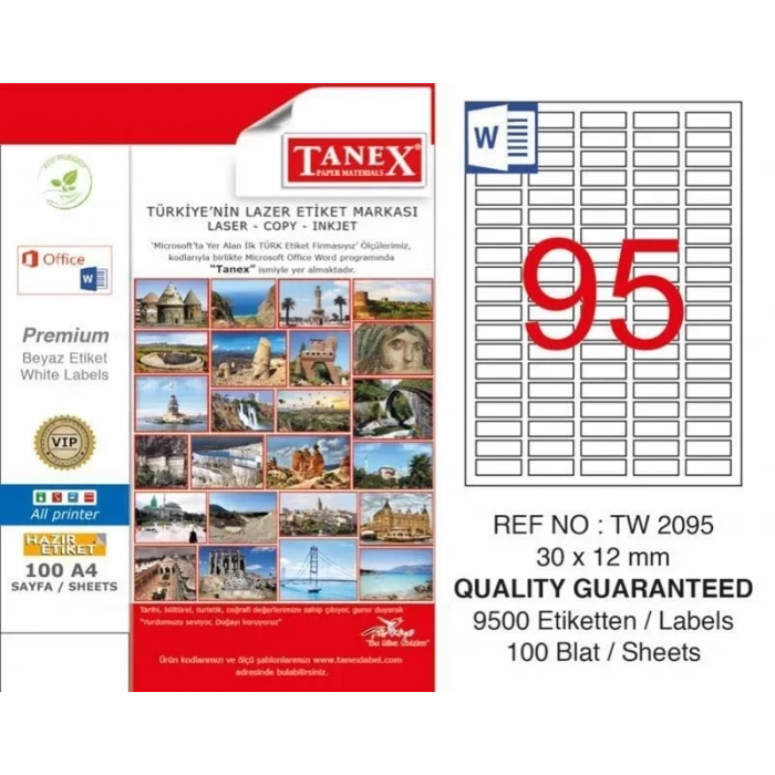 Tanex Tw-2095 Laser Etiketi (30 X 12 Mm)