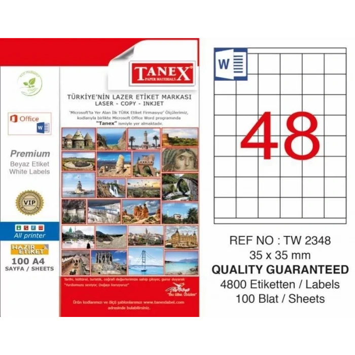 Tanex Tw-2348 Laser Etiketi (35 X 35 Mm)