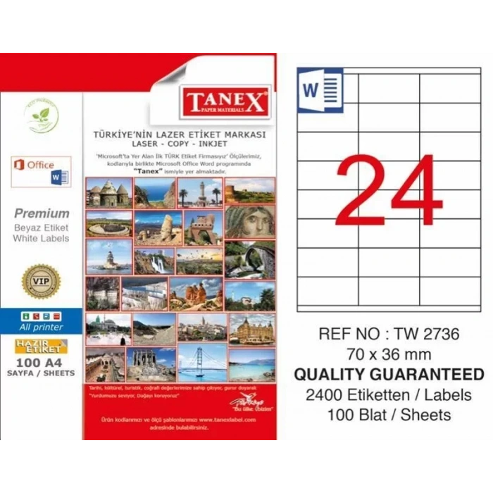 Tanex Tw-2736 Laser Etiketi (70 X 36 Mm)