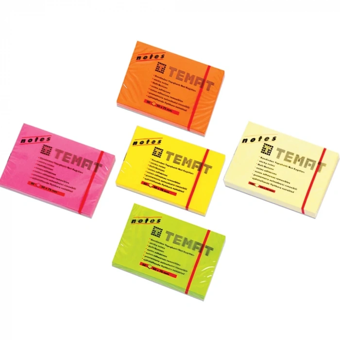 Temat Yapışkanlı Not Kağıdı Fosforlu Turuncu 50x75 MM 11579