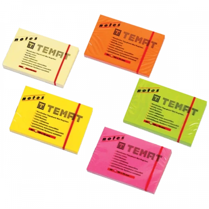 Temat Yapışkanlı Not Kağıt 50x75 MM Fosforlu Yeşil 11074