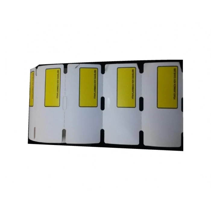 Termal Karton Raf Etiketi Sarı İndirimli 38x80 500 Lü Rulo