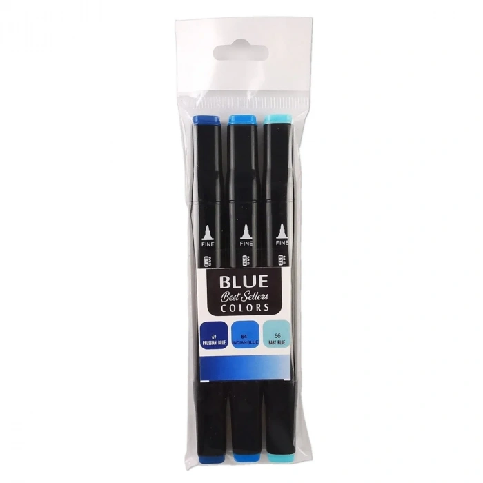 Tinge Marker 3lü Blue Set