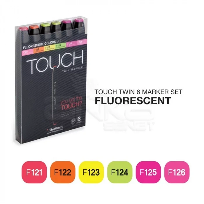 Touch Twin Marker Kalem 6lı Set Fluorescent Colors