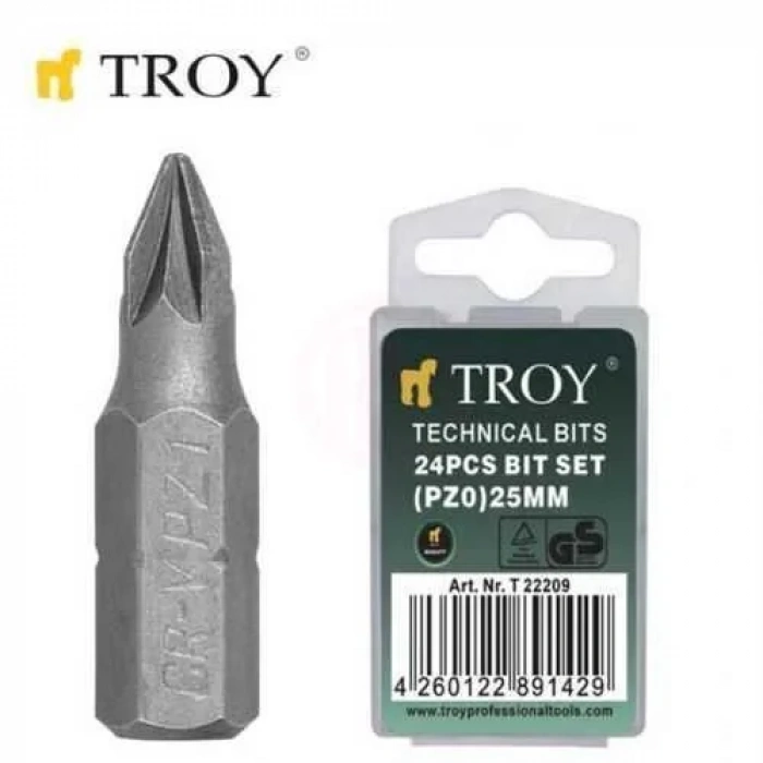 Troy 22212 Bits Uç Seti (PZ3x25mm, 24 Adet)