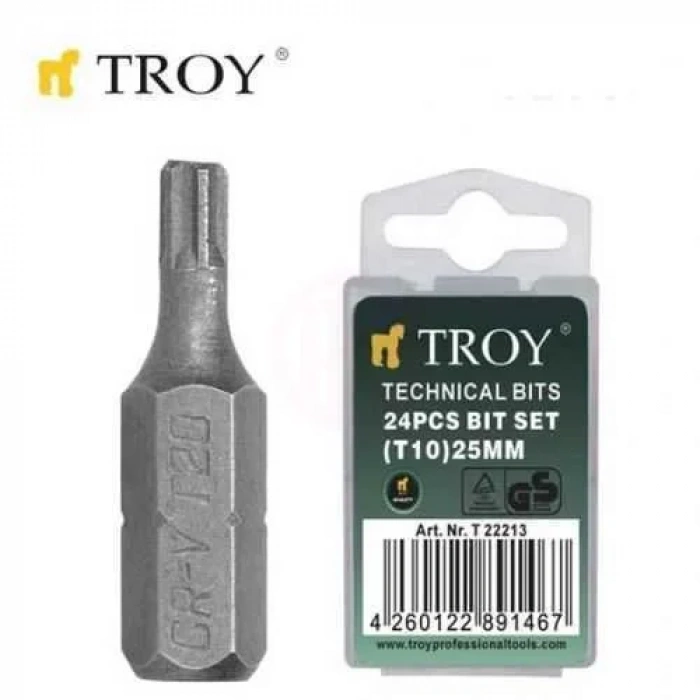 Troy 22216 Bits Uç Seti (T25x25mm, 24 Adet)
