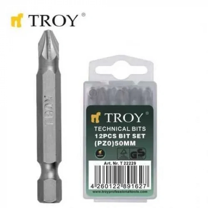 Troy 22232 Bits Uç Seti (PZ3x50mm, 12Adet)