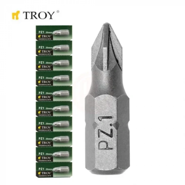 Troy 22253-10 Bits Uç Seti (PZ1x25mm, 10Adet)