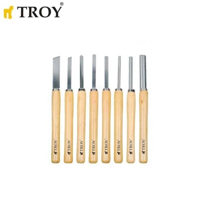Troy 25008 Ahşap Torna Bıçak Seti, 8 Parça