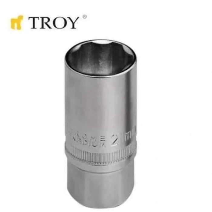 Troy 26126 1/2 İnç Buji Lokması (Ölçü 21mm-Çap 27,8mm-Uzunluk 65mm)