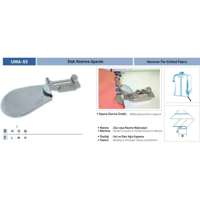 Uma-369 Transportlu Etek Makinası Yan Çekeri 5 Mm