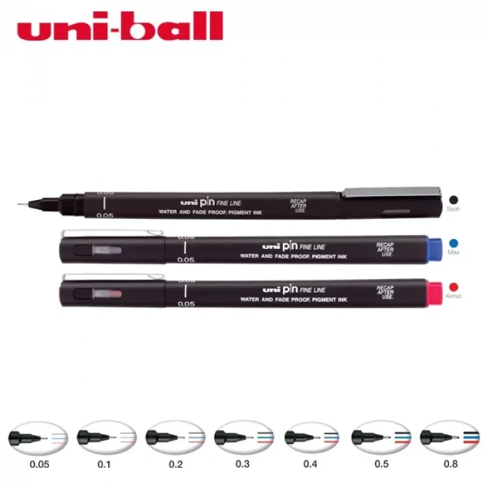 Uni-Ball Pin Fine Line Teknik Çizim Kalemi 0.8 mm Siyah