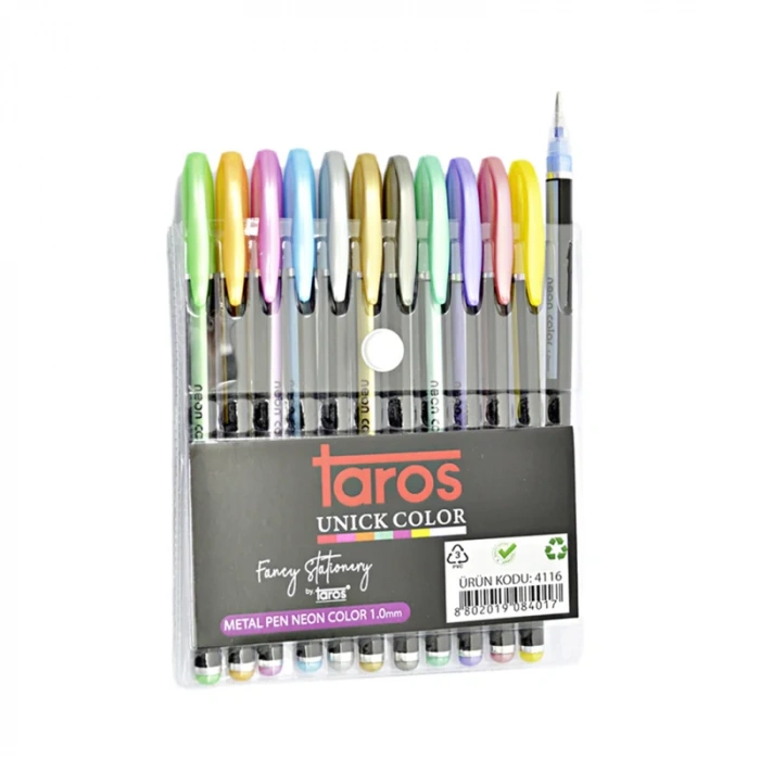 UNİCK COLOR 4116 METALİZE JEL KALEM 12 RENK