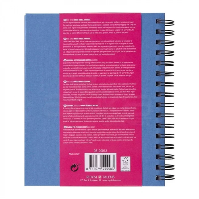 Van Gogh Mixed Media Journal Sert Kapak Spiralli Defter 160g 50 Yaprak