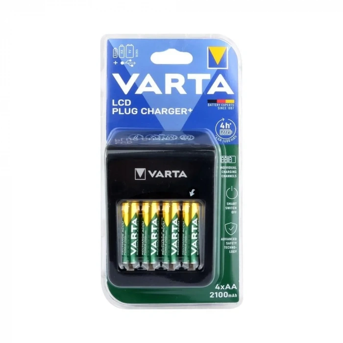Varta 57687 LCD Plug Pil Şarj Cihazı 4 x 56706 2100mAh Pilli