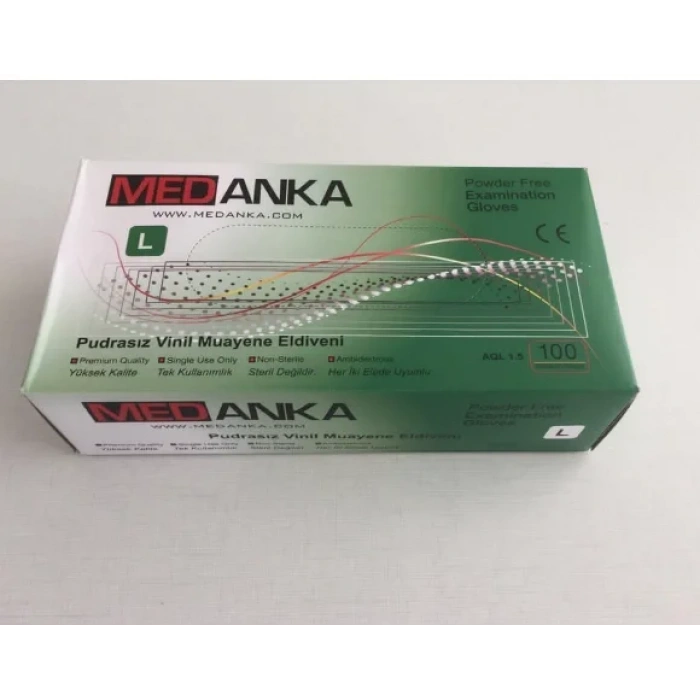 Vinil Şeffaf Muayene Eldiveni Pudrasız ( L )