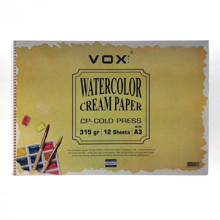 Vox Art Sulu Boya Sketch Defter A3 315gr 12yp İvory Krem