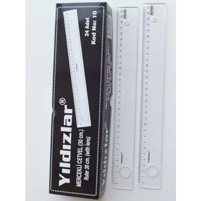 Yıldızlar Plastik Mercekli Cetvel 30 Cm (1 Adet)