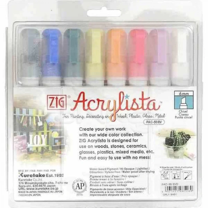 Zig Acrylista Pac-50 6mm Akrilik Marker 8li Girl/baby