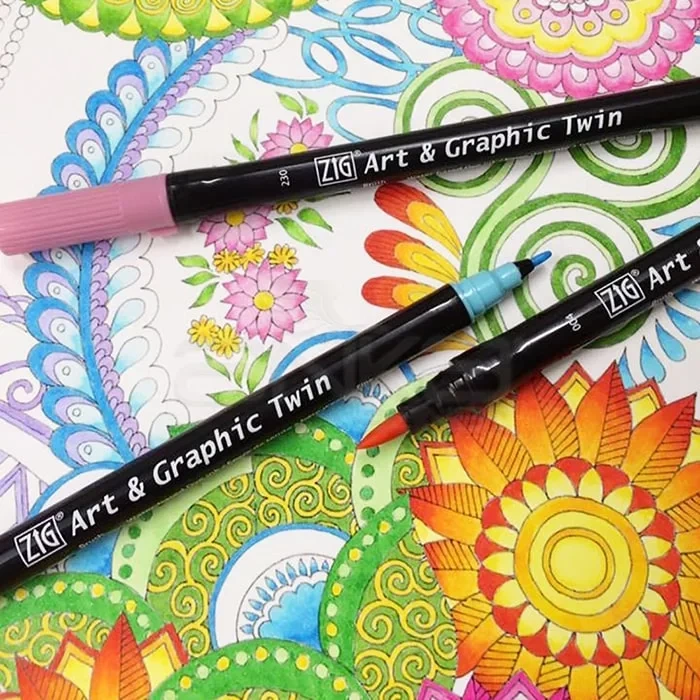 Zig Art & Graphic Twin Brush Pen Çift Uçlu Çizim Kalemi 48li Set Tut-80/48v