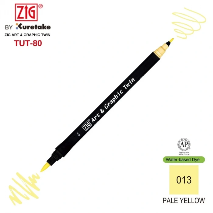 Zig Art&Graphic Twin Çift Uçlu Keçe Grafik Kalemi 013 Pale Yellow