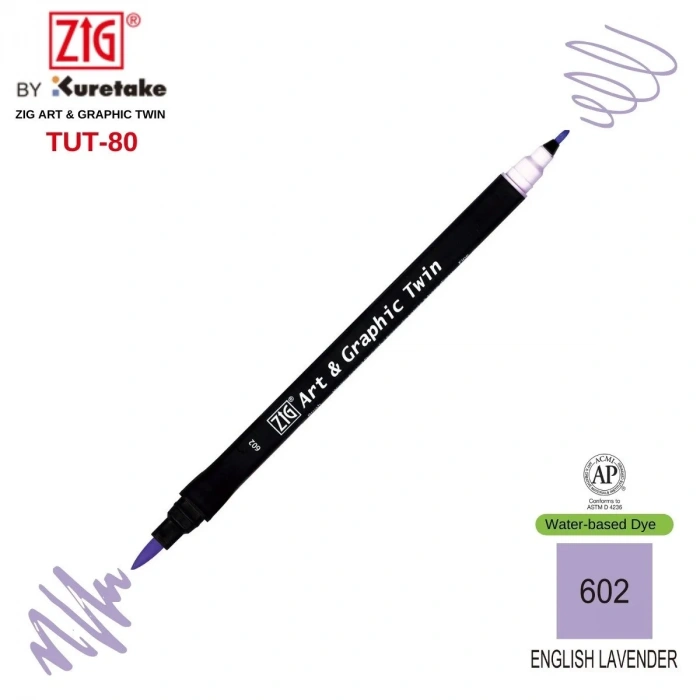 Zig Art&Graphic Twin Çift Uçlu Keçe Grafik Kalemi 602 English Lavender