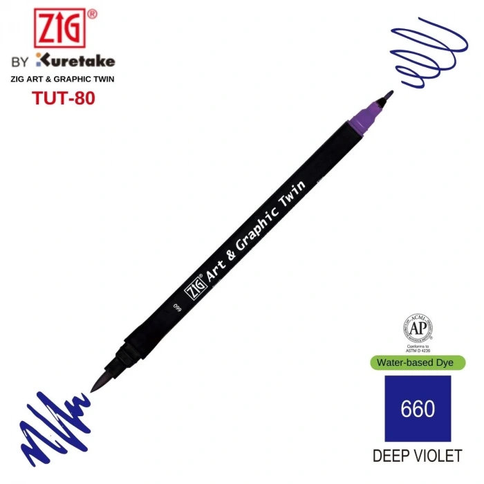 Zig Art&Graphic Twin Çift Uçlu Keçe Grafik Kalemi 660 Deep Violet