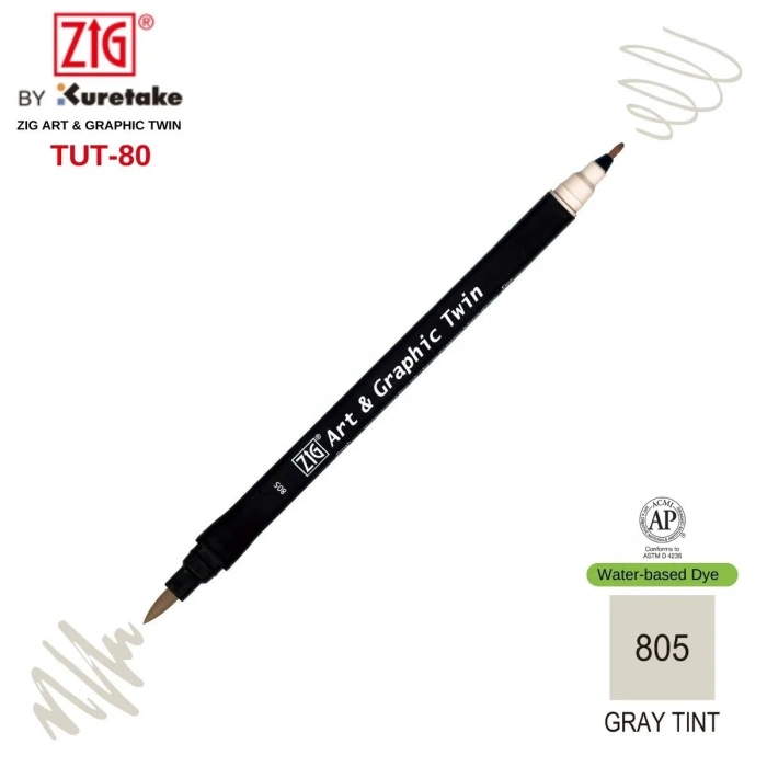 Zig Art&Graphic Twin Çift Uçlu Keçe Grafik Kalemi 805 Gray Tint