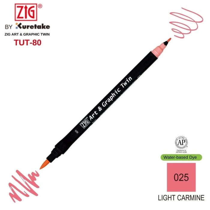 Zig Art&Graphic Twin Tut-80 Çift Uçlu Keçe Grafik Kalemi 025 Light Carmine