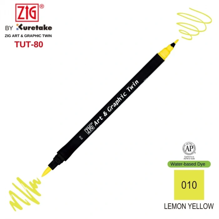 Zig Art&Graphic Twin Tut-80 Çift Uçlu Keçe Grafik Kalemi 10 Lemon Yellow