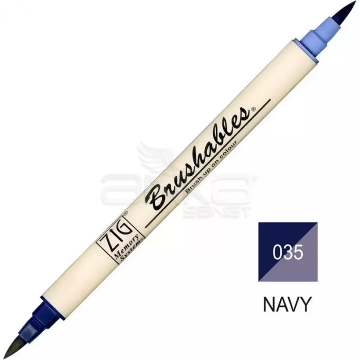 Zig Brushables 2 Renk Tonu Fırça Uçlu Marker Kalem 035 Navy