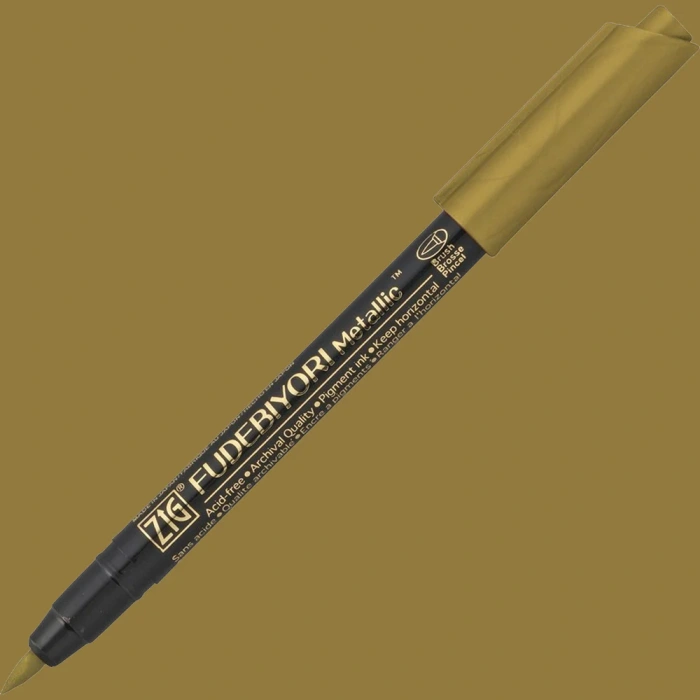 Zig Fudebiyori Fırça Uçlu Metalik Kalem Gold
