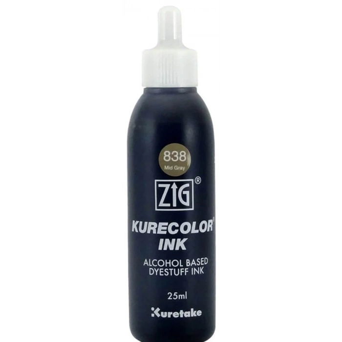 Zig Kurecolor Ink Alkol Bazlı Mürekkep 25ml 839 (838) Mid Gray