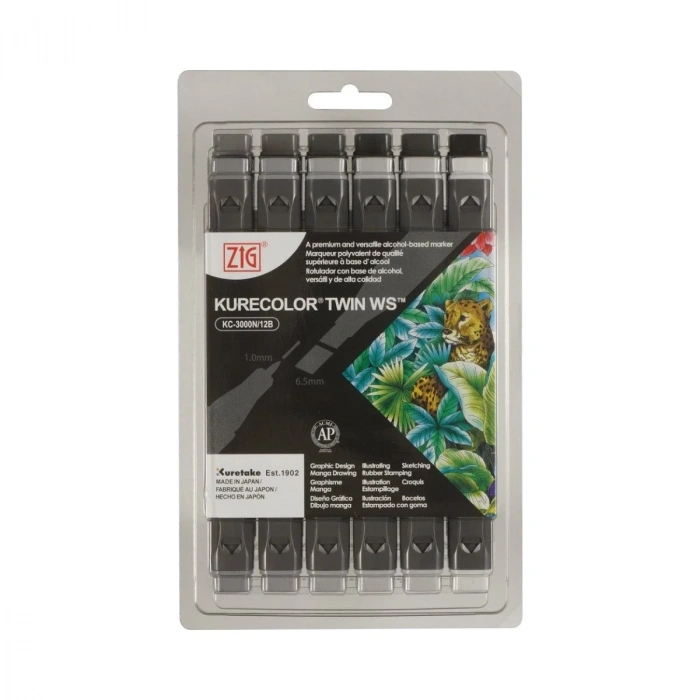 Zig Kurecolor KC3000/12B8 Twin WS Marker Kalem 12li Cool Grey Colors