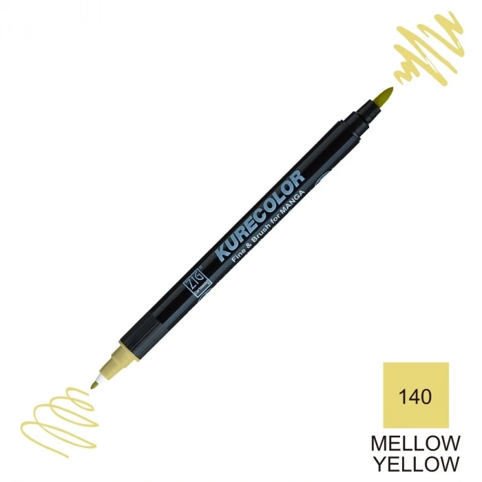 Zig Kurecolor Mangaka Fine&Brush Çift Taraflı Kalem CNKC-2200 No 140 Mellow Yellow