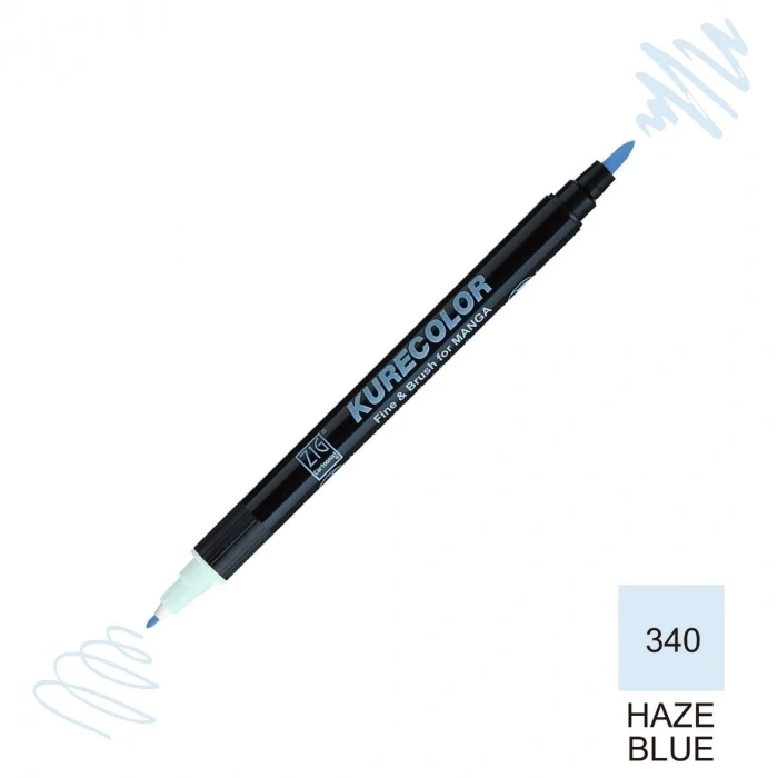Zig Kurecolor Mangaka Fine&Brush Çift Taraflı Kalem CNKC-2200 No 340 Haze Blue