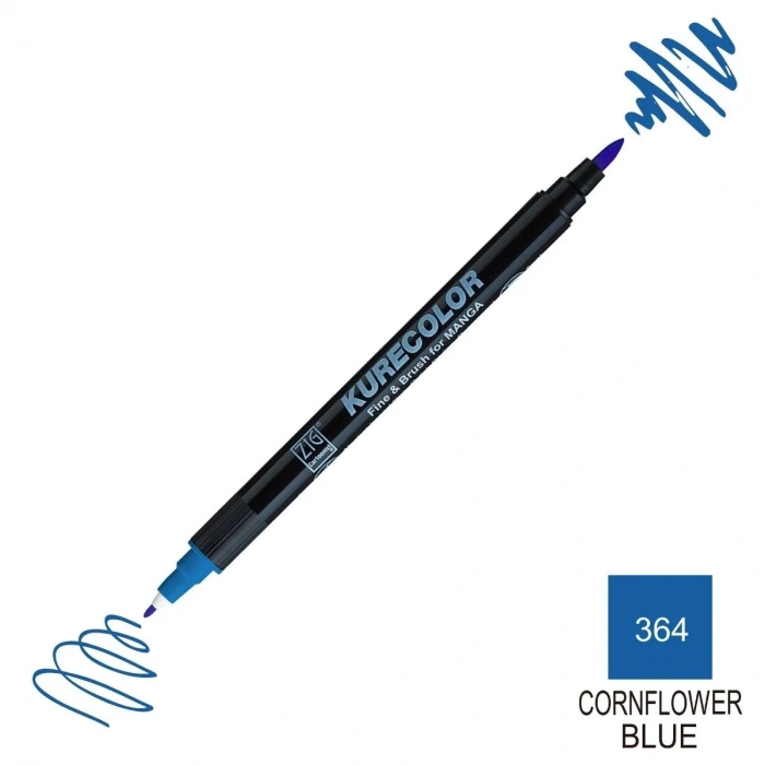 Zig Kurecolor Mangaka Fine&Brush Çift Taraflı Kalem CNKC-2200 No 364 Cornflower Blue