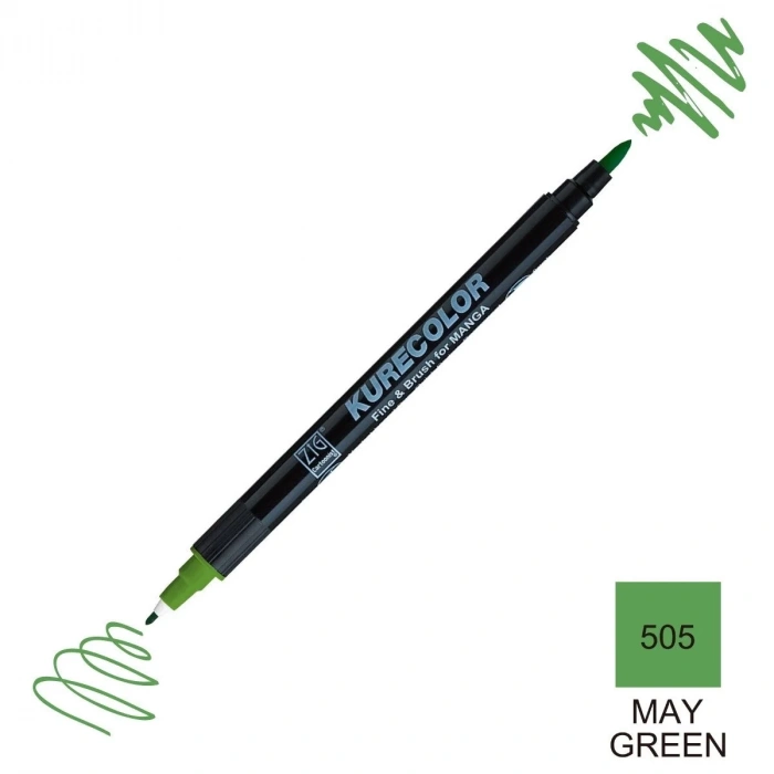 Zig Kurecolor Mangaka Fine&Brush Çift Taraflı Kalem CNKC-2200 No 505 May Green