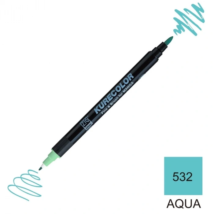 Zig Kurecolor Mangaka Fine&Brush Çift Taraflı Kalem CNKC-2200 No 532 Aqua