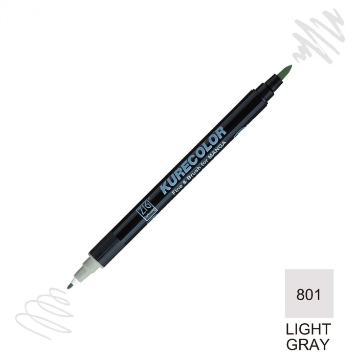 Zig Kurecolor Mangaka Fine&Brush Çift Taraflı Kalem CNKC-2200 No 801 Light Gray