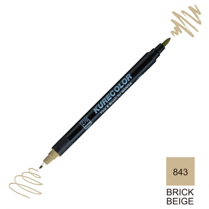 Zig Kurecolor Mangaka Fine&Brush Çift Taraflı Kalem CNKC-2200 No 843 Brick Beige