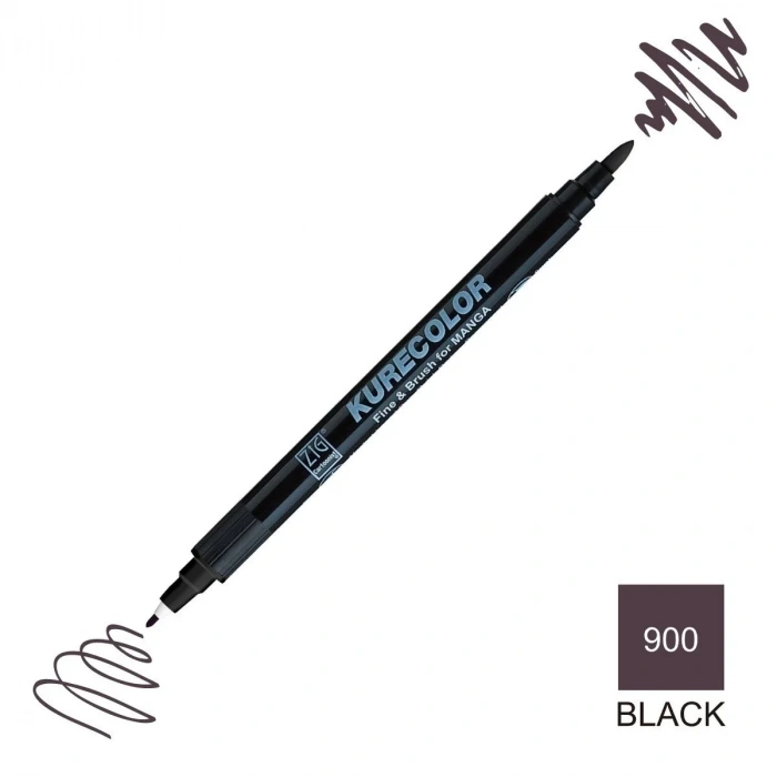 Zig Kurecolor Mangaka Fine&Brush Çift Taraflı Kalem CNKC-2200 No 900 Black