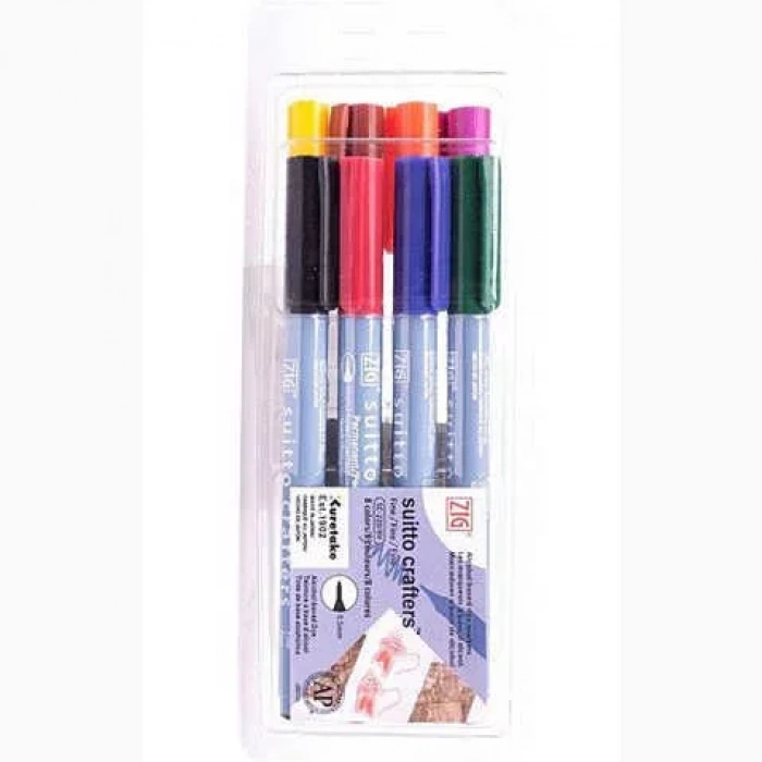 Zig Suitto Crafters Permanent Brush Fine 8 Renk 0.5mm Sc-220
