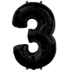 3 Rakamı Siyah Renk Folyo Balon 100 Cm
