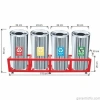 Garanti Metal 1812 Kafesli Paslanmaz Çelik 4 lü Geri Dönüşüm Çöp Kovası