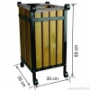 Garanti Metal 2112 Kapaklı Ahşap Kare Bahçe Tipi Çöp Kovası (45 Litre)