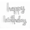 Happy Birthday El Yazısı Gümüş Renk Folyo Balon