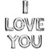 I Love You Gümüş Renkli Harf Folyo Balon